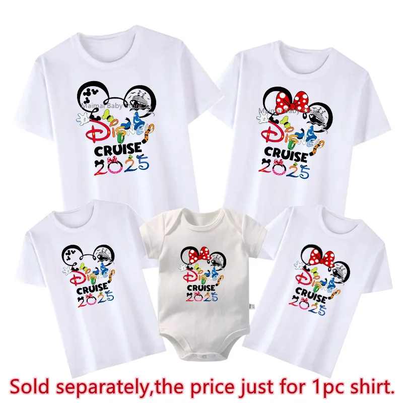 Disney Cruise 2025 Family Vacation Shirts Cotton Dad Mom Kids Tees Tops Baby Rompers Funny Family Matching Cruise Trip Outfits 5