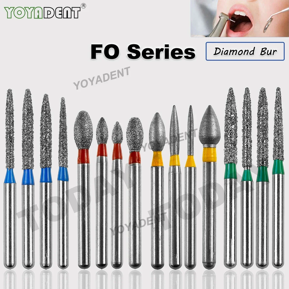 Xceldent 50 Pezzi/5 Confezioni Frese Diamantate Dentali FG 1,6 Mm Per Manipolo Ad Alta Velocà 450000 Serie R/Min TF - Foto 2