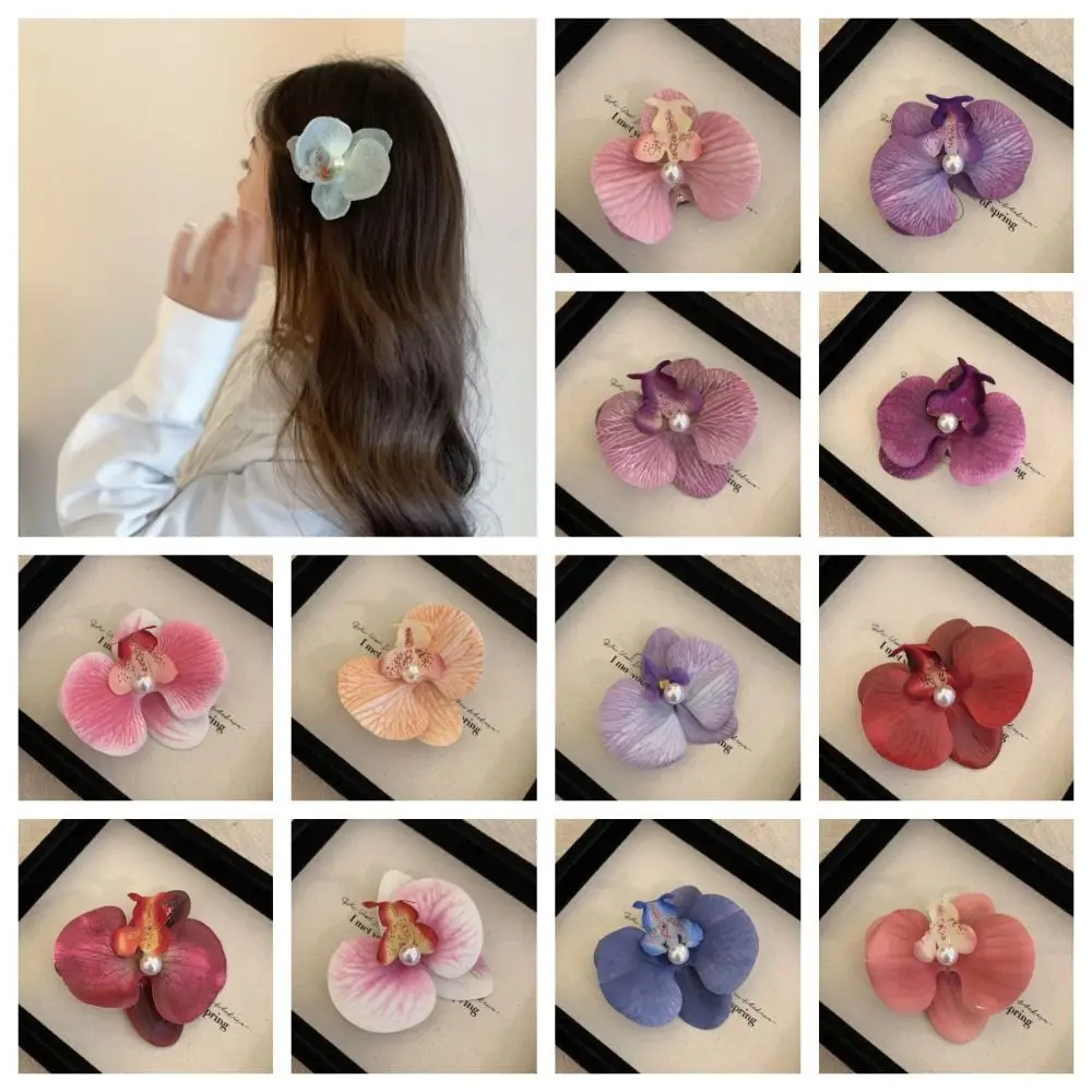 Cloth Flower Hair Clip Butterfly Orchid Korean Style Orchid Flower Hairpin Bohemian Style Female Hair Accessories Girl Hair Clip
