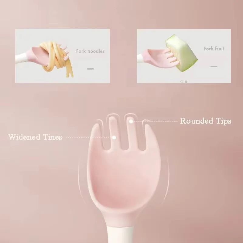 Silicone Cutlery Set Children's Fork and Spoon Meal Training 2pcs/set Soft Bendable