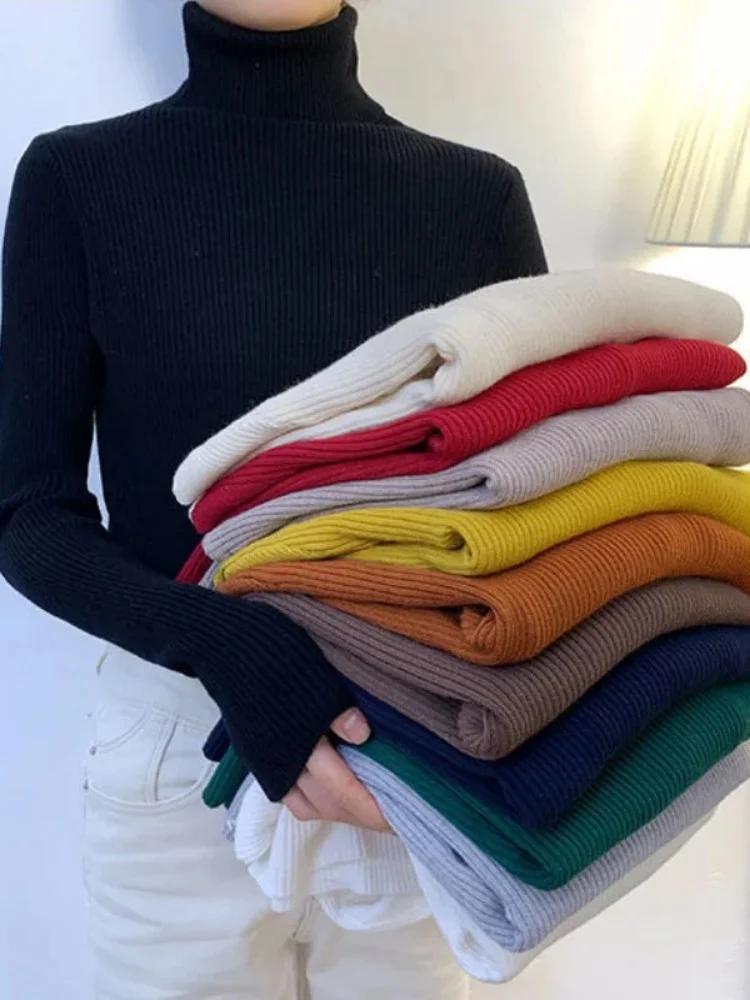 Women Autumn Knitted Sweater Turtleneck Jumper