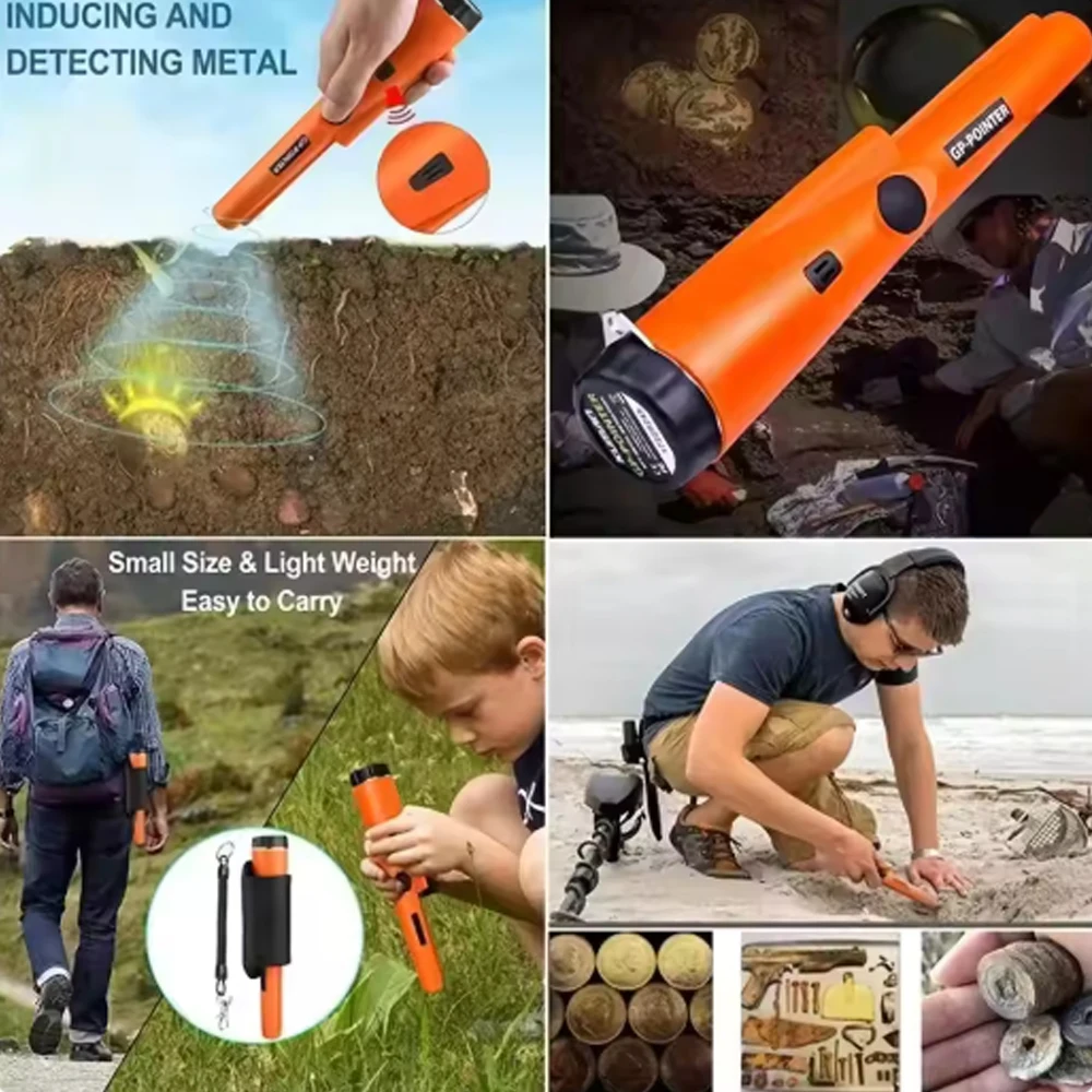 Pro GP-Pointer Handheld Metal Detector w/IP66 Waterproof & LED-Bracelet Strap for Treasure Hunting & Outdoor Exploration