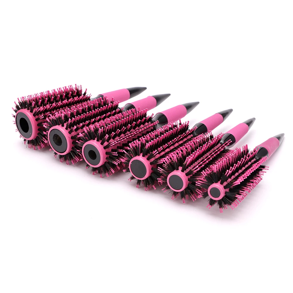 Round Hair Comb Brush With Boar Bristle Mix Nylon Styling Tools Professional Ceramics Ion Hair Brush Hairdressing Supply 5