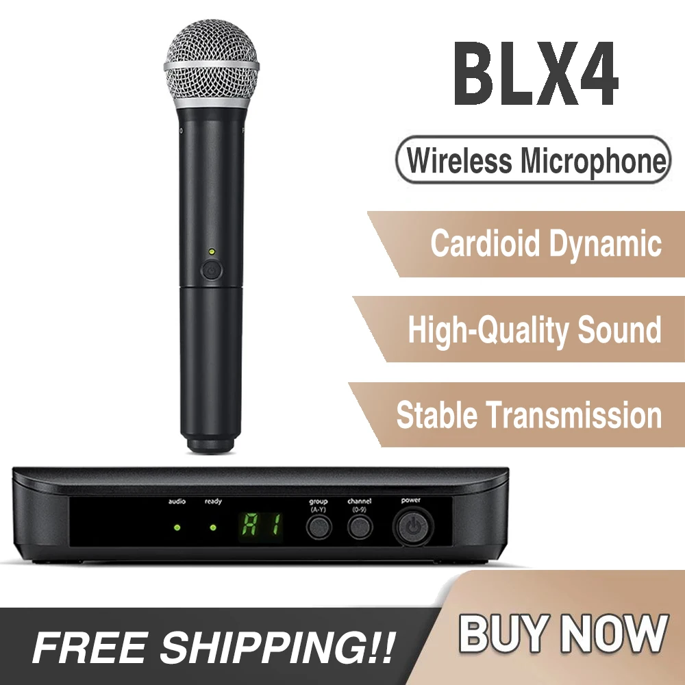 고품질 BLX4 무선 마이크 시스템, BLX4R 보컬 시스템, PG58 마이크 포함, 휴대용 마이크, UHF, 성능 녹음용