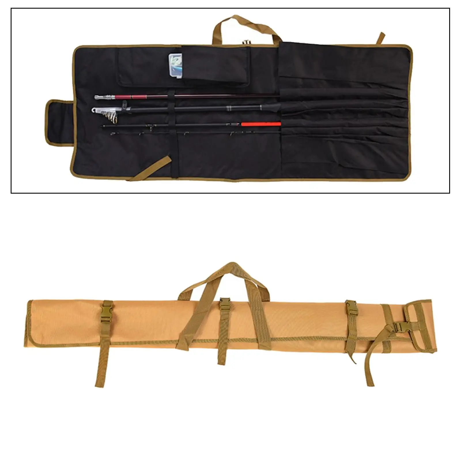 Fishing Rod Bag Oxford Canvas Storage Bag Foldable Fishing Rod Roll Bag for Outdoor