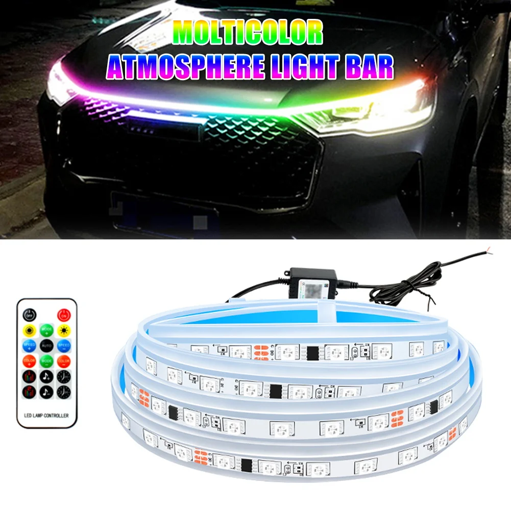 

1.2m/1.5m/1.8m Car Hood LED Light Strip DRL 12V RGB LED Daytime Running Light Decor Light Grill Headlight APP Remote Control