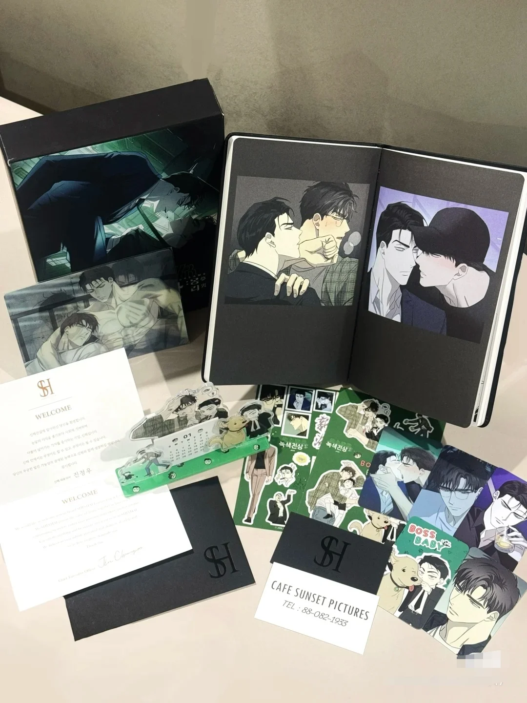 2025 최신 한국 BL Manhwa Under The Greenlight/Joop, Matthew Raynor & Jin Cheongwoo 달력 세트, 파일 가방, 9012 목록, 선주문