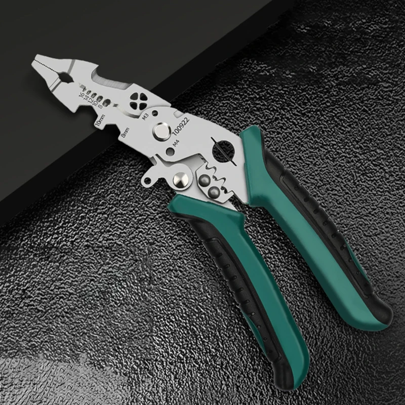1pc wire stripper, elbow wire stripper multifunctional electrician special crimping pliers branching pliers hand tools 2