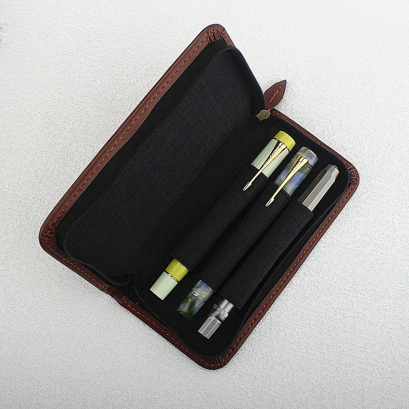 휴대용 방수 가죽 캔버스 펜 보관 가방, 지퍼 펜슬 가방, 펜 케이스, 3 펜, 신제품
