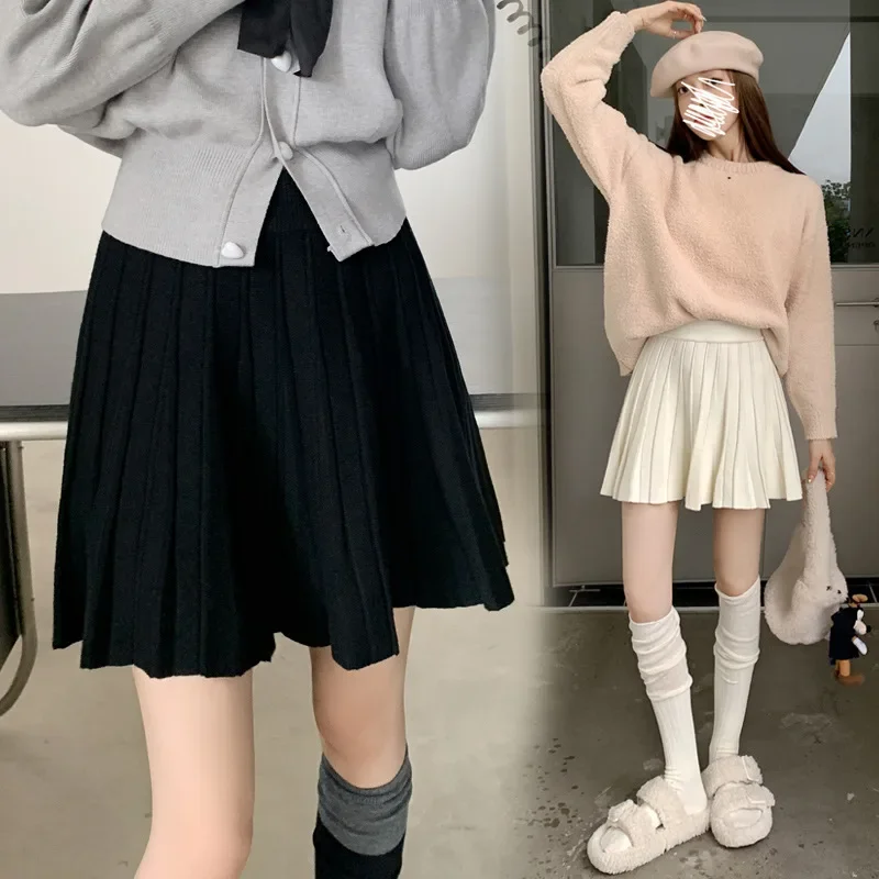 Maternity Knitted Wool Mini Skirt Autumn Winter Outerwear A- Line Half-length Skirt Versatile Short for Pregnant Women