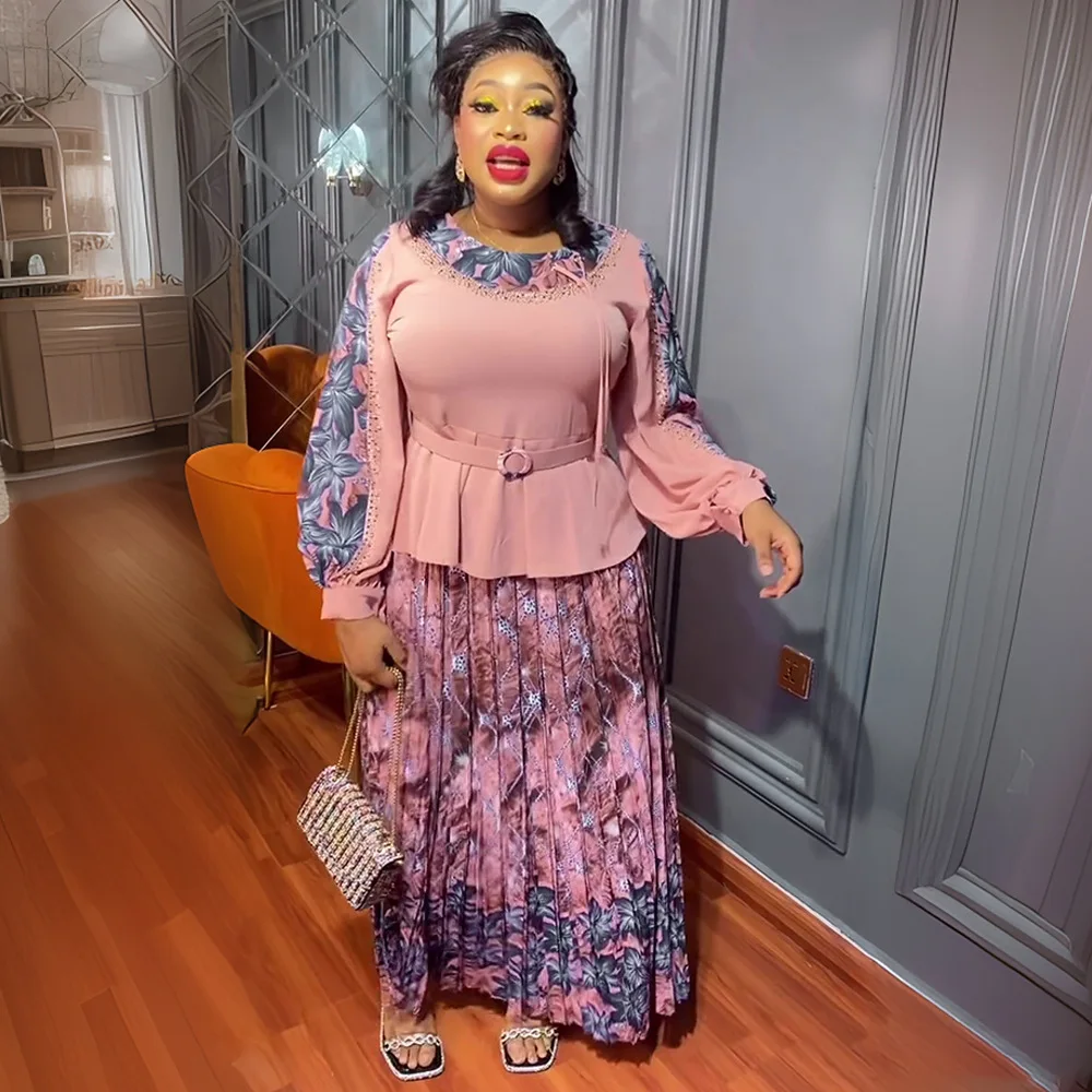 

African Clothes for Women Plus Size Wedding Party Dresses 2 PCS Sets Tops And Skirts Suits Dashiki Ankara Turkey Outfits Gown