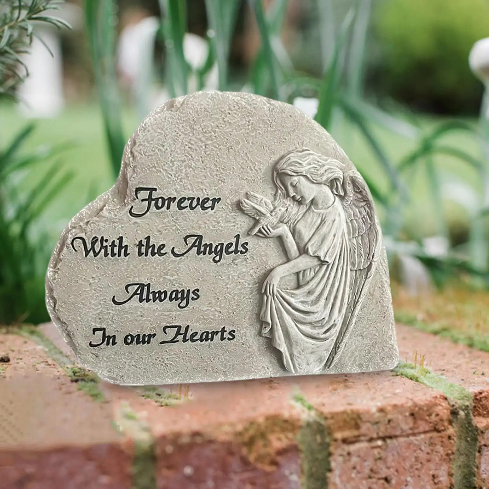 

Angel Figurine Weatherproof Gravestone Pet Tombstone for Outside Patio Decor