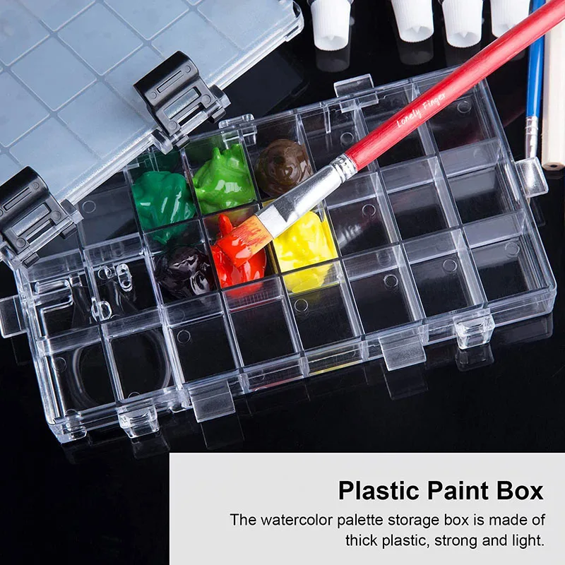 24 Wells Watercolor Palette Box Paint Tray Box with 6 Sealed Locks Airtight Leakproof Travel Palette paint tray color palette watercolor palette