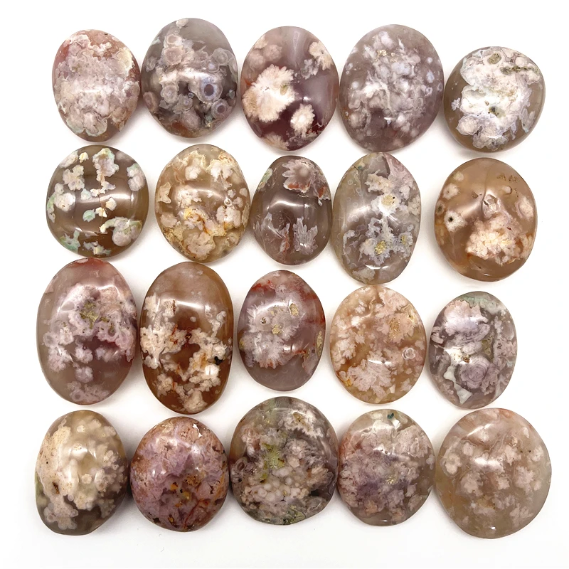 

1PC Natural Sakura Agate Palm Massage Polished Stone Natural Quartz Crystals Agate Play Stone Home Decor Healing Crystals