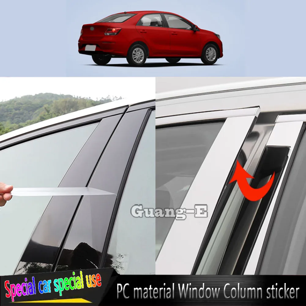 

For Kia Pegas Soluto 2017 2018 2019 2020 2021-2024 Car TPU/Glossy Mirror Pillar Post Cover Door Trim Window Molding Sticker 6pcs