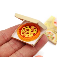 1Set 1:12 Dollhouse Miniature Pizza with Packing Box Model Kitchen Food Accessories For Doll House Decor Kids Pretend Play Toys 1