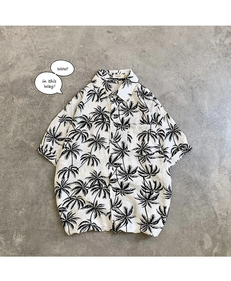 Privathinker Summer Men Casual Shirts Vintage Clothes Baggy Unisex Hawaiian Style Male Cardigan New Fashion Blouses Short Sleeve