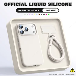 Magnetic Wrist Strap Phone Case with Liquid Silicone Lanyard and Magsafe Compatibility - iPhone 14 Pro (Cream White)