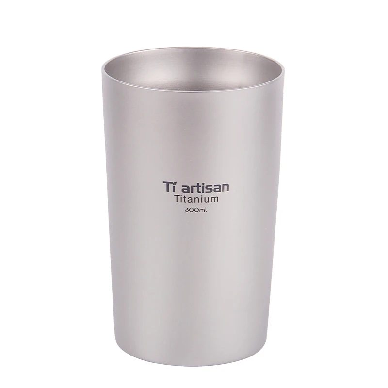 

Tiartisan Titanium Beer Cup 300ml Double Wall Anti-scalding Lightweight Outdoor Camping Travel Picnic Tableware Titanium Mug