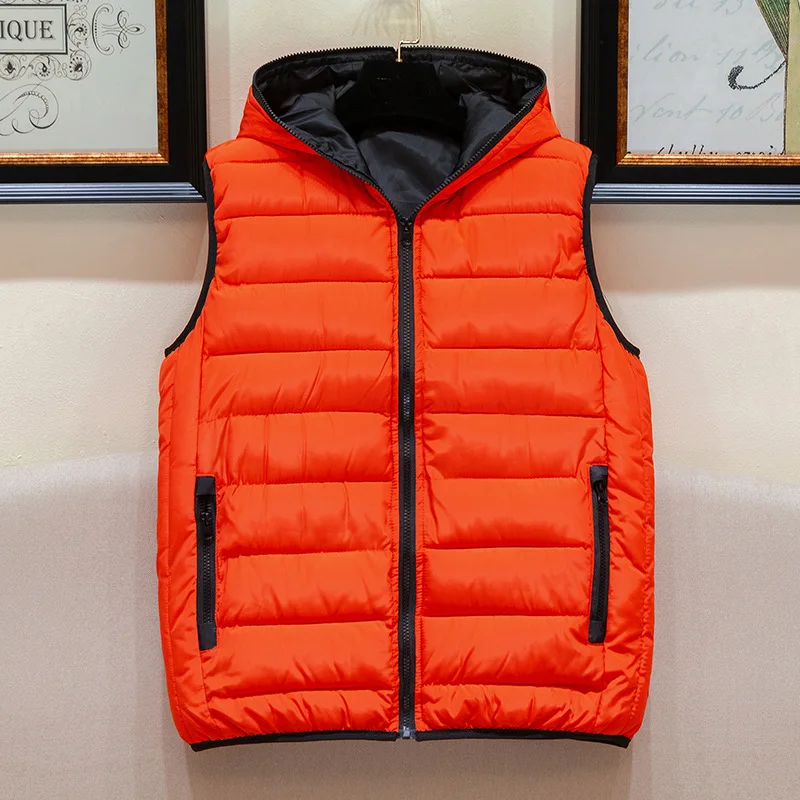 ZOZOWANG Autumn Winter New Hooded Men's Vest Jacket Cotton Padded Vest Casual Waistcoat Men's Sleeveless Jacket Warm Overcoats