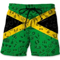 Jamaica 3D Printed Beach Shorts For Men Jamaican Flag Pattern Surf Board Shorts Summer Vacation Swim Trunks Quick Dry Ice Shorts 1