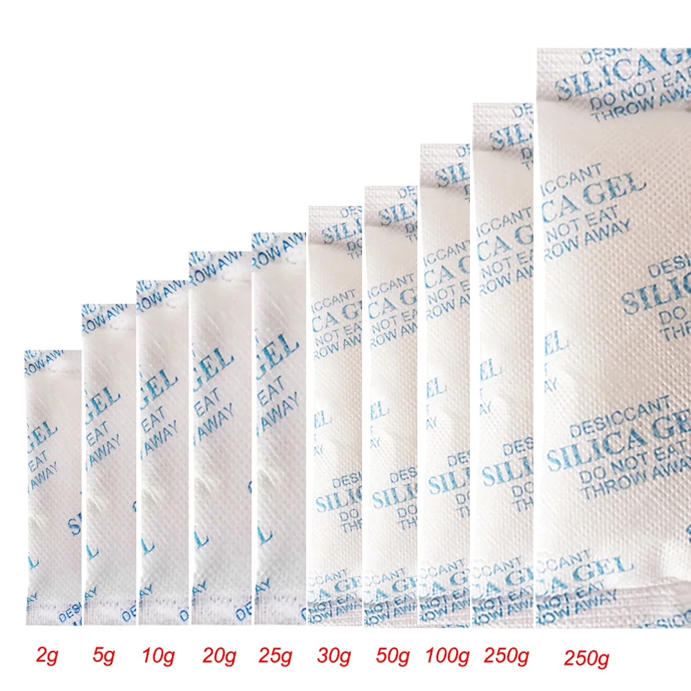 5/10/20/25/30/50/100/200~500g Package Non Toxic Silica Gel Desiccant Damp Kitchen Room Living Moisture Dehumidifier Absorber Bag