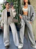 TRAFZA 2024 Autumn Women's Thick Hoodie Coat + Drawstring High Waist Loose Casual Pants Set Lined Fleece Woman's Clothing Street 1