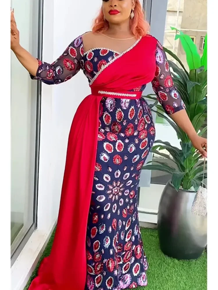 

Africa Clothing Elegant Plus Size African Party Long Dresses for Women 2024 New Dashiki Ankara Sequin Evening Gowns Outfits Robe