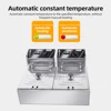 6L+6L Dual Tank Electric Deep Fryer with Removable Oil Filtration Basket and Lid 2*1.7KW Stainless Steel Automatic Thermostatic 5