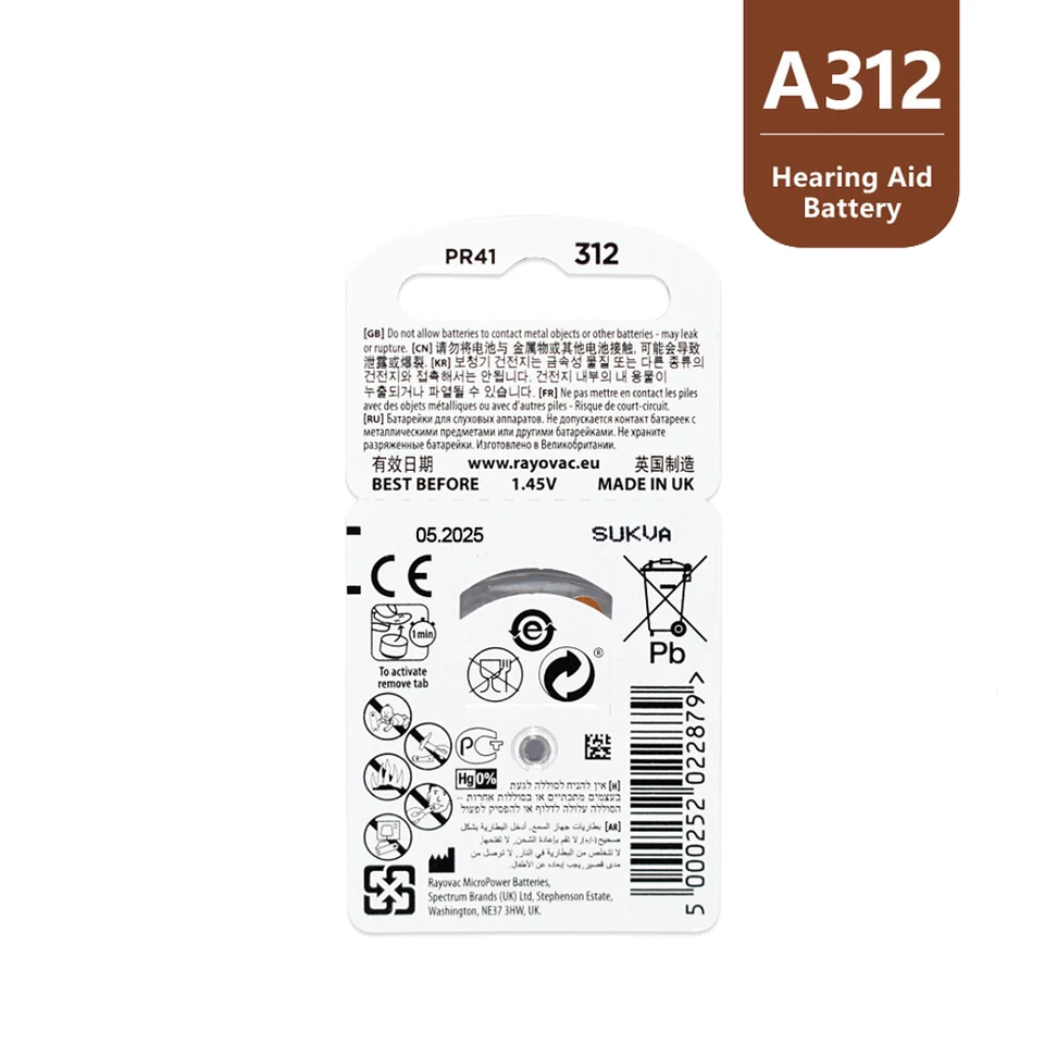 Batterie Apparecchio Acustico Batterie Per Apparecchi Acustici - Dimensioni 312, Zinco-aria, 1.45V - Confezione Da 60 Pezzi 1911 Softair - Foto 9