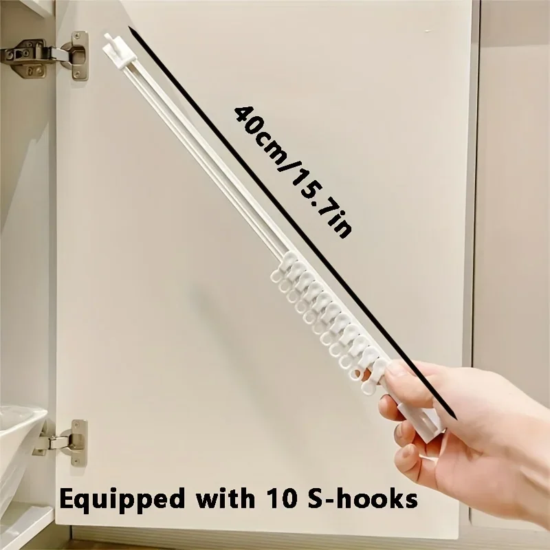 Versatile Over-The-Door Storage Hook Rack - Foldable Plastic Towel Bar With Utensil Hooks For Kitchen, Bedroom, Bathroom
