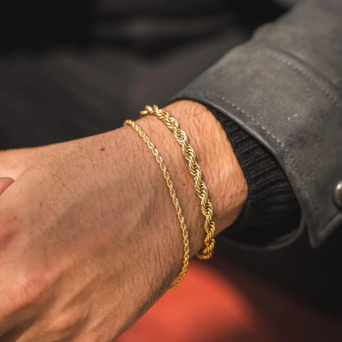 Stainless Steel Rope Bracelets 2-5MM for Men Boys Adjustable Gold Silver Color Links Wristband Rock Punk Cool Jewelry Gift