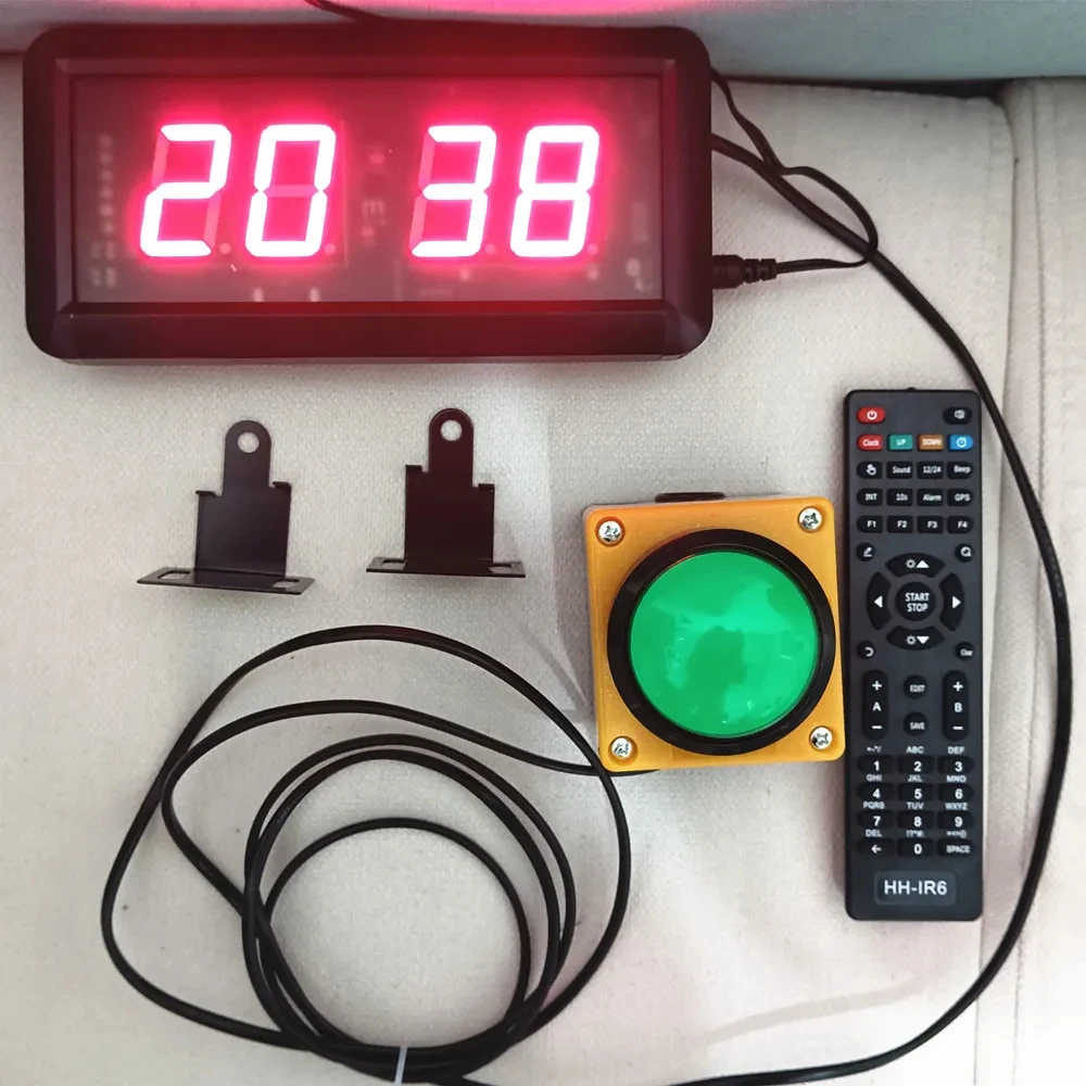 4-digit LED Countdown Clock Stopwatch with Remote Control, School Rush Answer Competition Game Chronometer, Button selectable 4