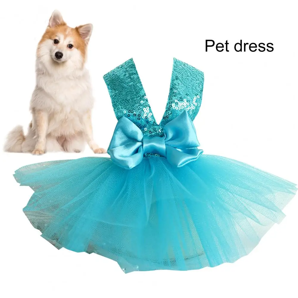 

Pet Dress Sequins Big Bowknot Mesh Splicing Chihuahua Yorkshire Dog Princess Dress Summer Pet Clothes Dog Wedding Dress