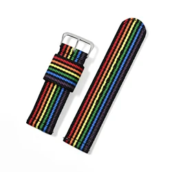 Enhanced Intercolor Striped Quick Release Nylon Watch Strap - 20mm (160)