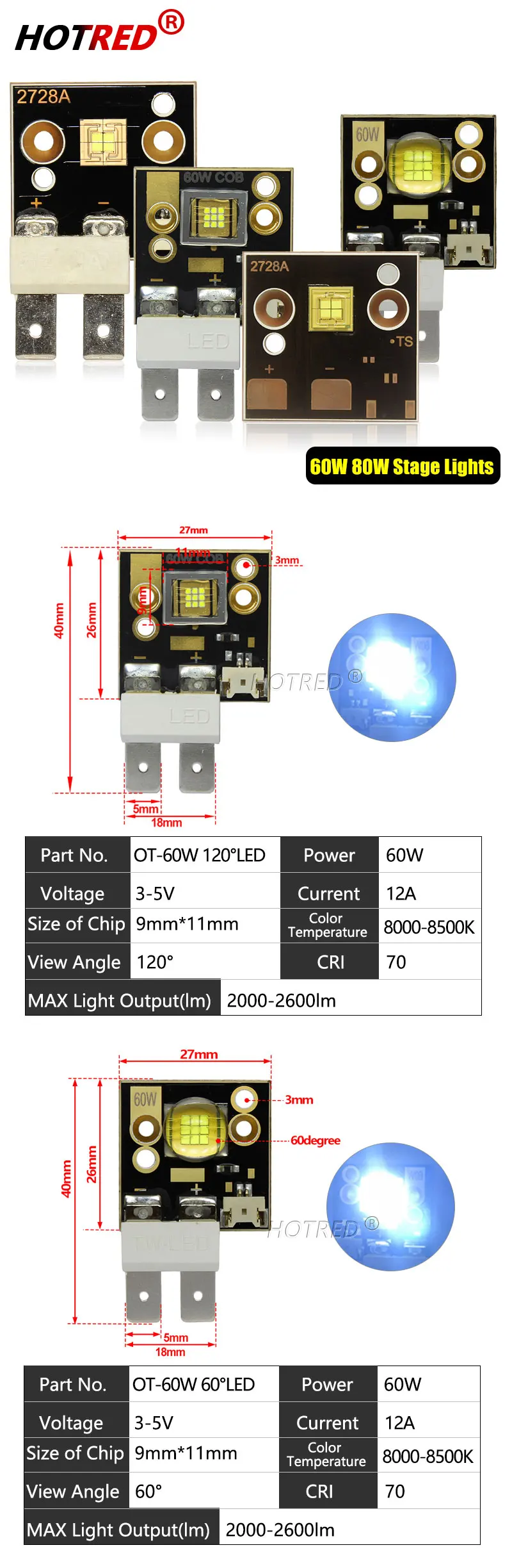 12v alta potência led chip de luz