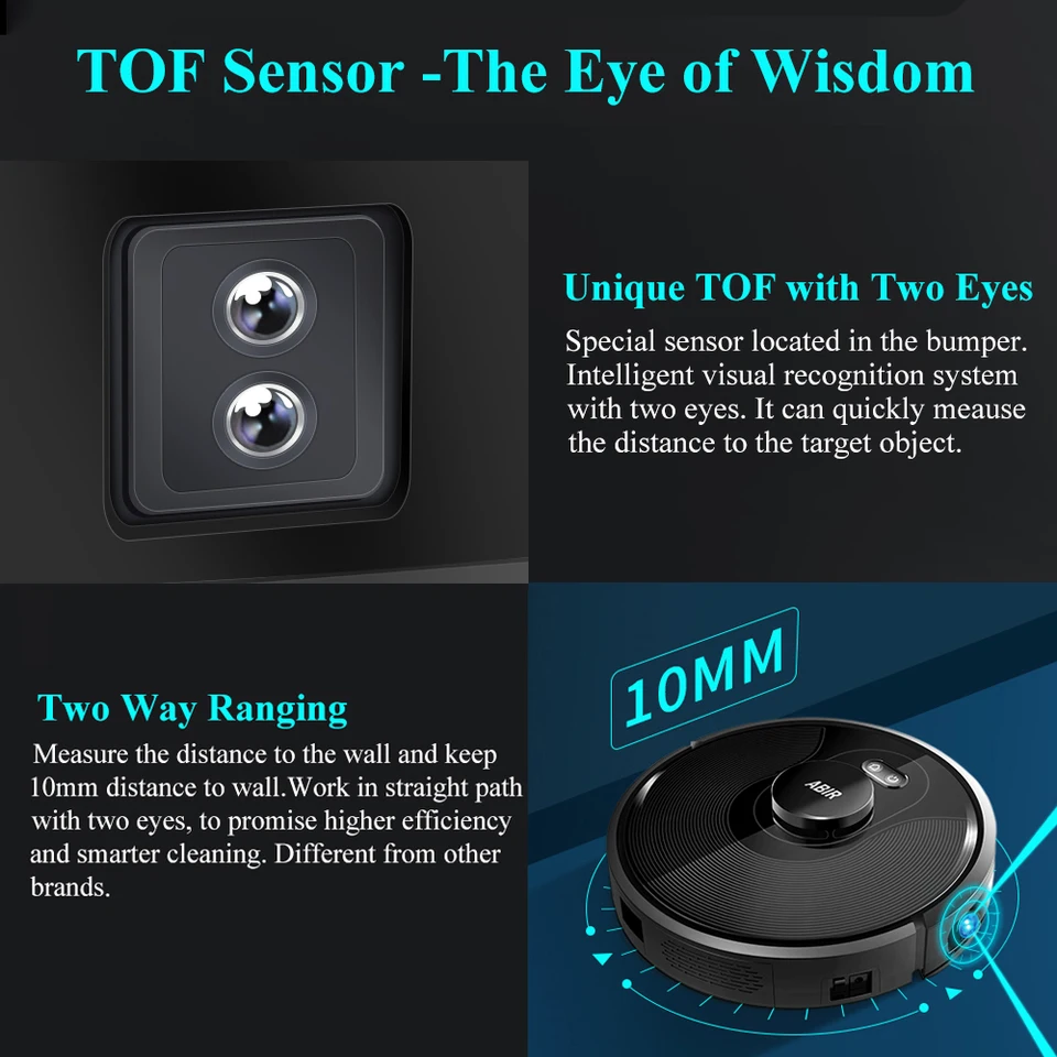 ABIR X8 Robot Vacuum Cleaner ,Laser System, Multiple Floors Maps, Zone ,Restricted Area Setting For Home Carpet_voghion.com