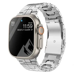 Premium Titanium Metal Strap for Apple Watch - Elegant Link Bracelet (Silver)