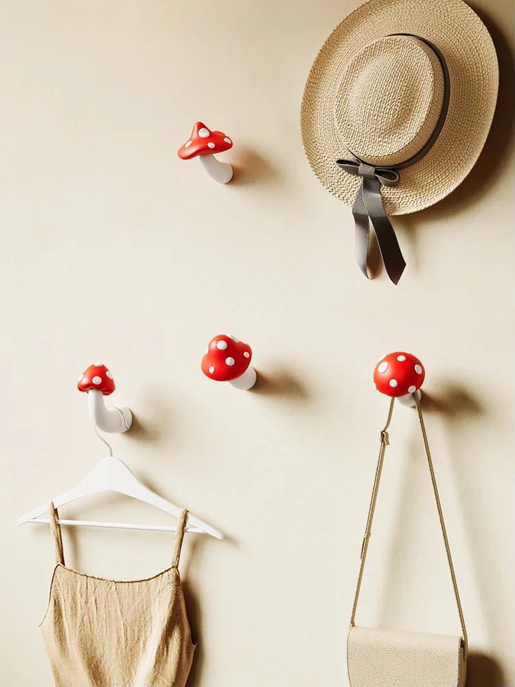 Mushroom hook creative punching-free entrance door decorative wall hook coat entrance key storage rack 2