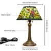 12 Inches Lampshade Stained Glass American Dragonfly Flower Vintage Bronze Flush Mount Tiffany Table Lamp 2