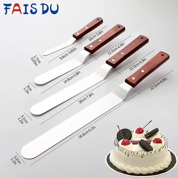 4/6/8/10In Spatola più liscia Coltello per torta in acciaio inossidabile con manico in legno Crema al burro Glassa Glassa Coltello da cucina Strumenti per torte fai da te 1