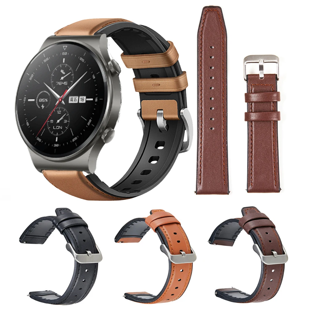 Premium 20mm Silicone Leather Watch Strap - Elegant & Durable Design