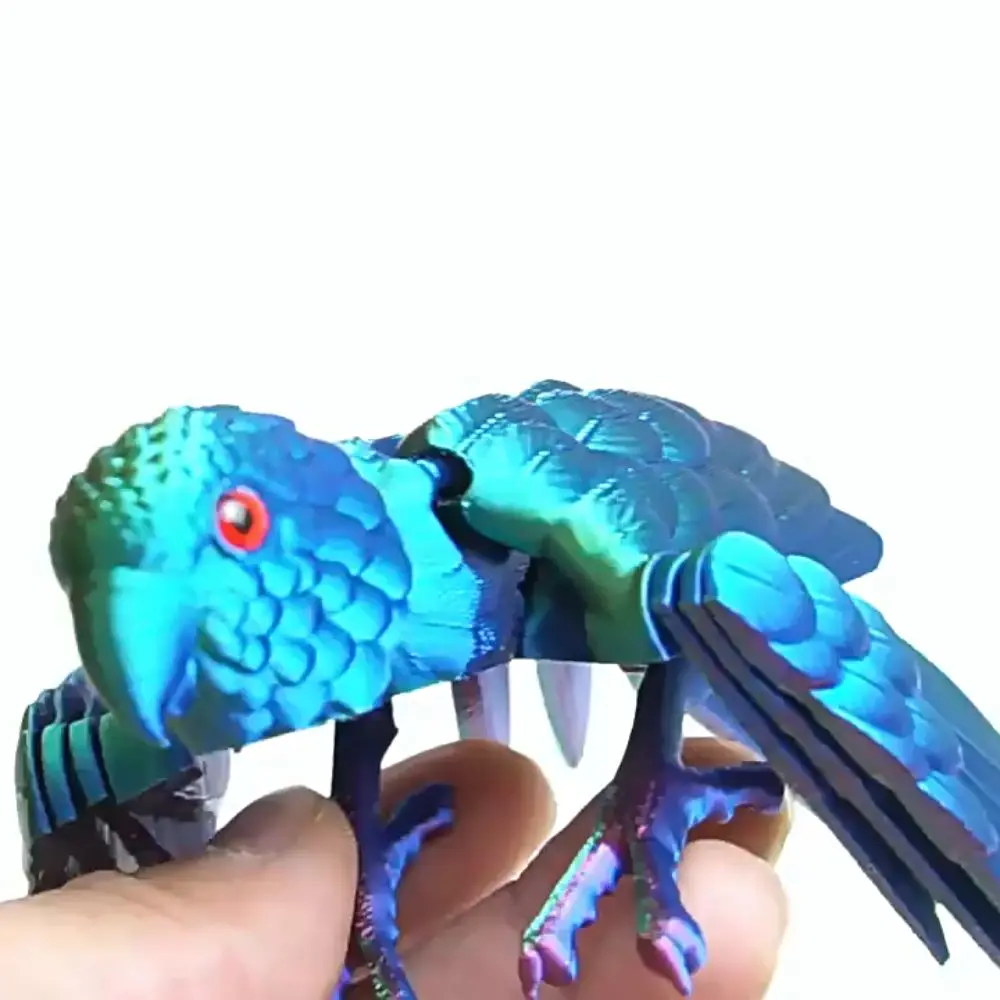 Simulated Eye 3D Printed Parrot Model Sparkling Laser 3D Printed Parrot Animal Flexible Animal Rotatable