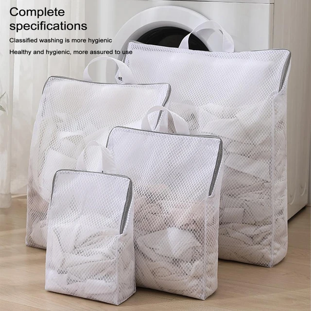 1 Set Fine Mesh Laundry Bag Zipper Reusable Large Capacity Travel Garments Socks  Delicates Clothes Washing Bag Home Supplies - AliExpress