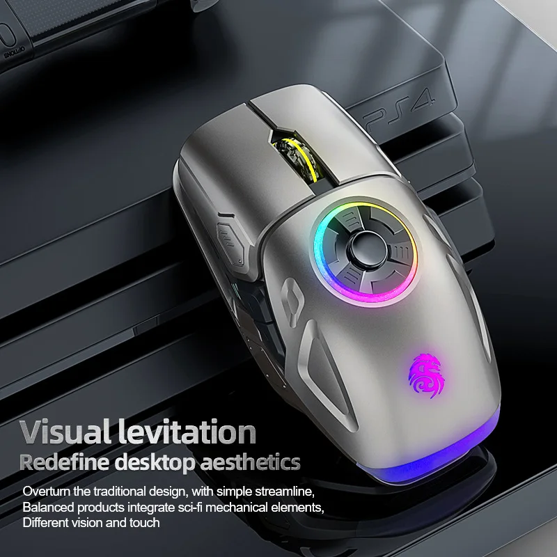 AULA H530 Wireless Mouse Four-Mode Decompress Charging Gyro Mouse Rotating Esports Gaming RGB Newest