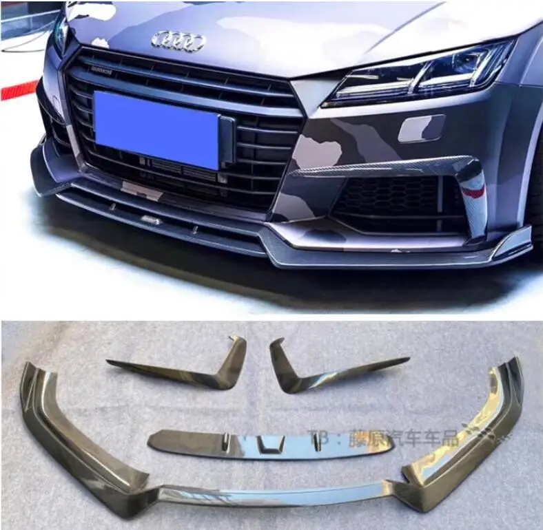 

Передний бампер для AUDI TT TTS 2015 2016 2017 2018, разветвители для бампера, накладки на чашки, настоящее углеродное волокно