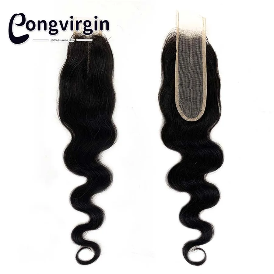 Human Hair Lace Closure 2x6 Transparent Lace Closure Middle Part Pre Plucked 100% Human Hair Body Wave Brazilian 16 Inch Hair For Black Women human hair lace closure