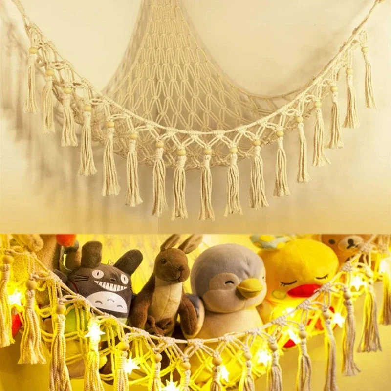Hammock Net Toys Storage Boho Decor Children Room Toys Stuffed Animals Toys Hammock Net Organize Bohemia Soft Storage Swing 2