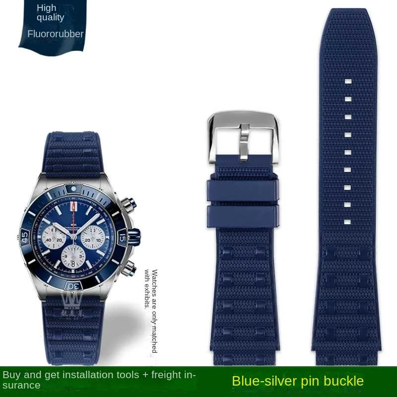 Correa de reloj de caucho fluorado de alta calidad de 22 mm y 24 mm para Breitling, correa para cronometraje mecánico Avengers Super Ocean
