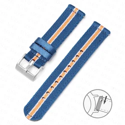 Woven Canvas Nylon Strap Watch Band - Elegant and Versatile - 22mm (Blue white orange)